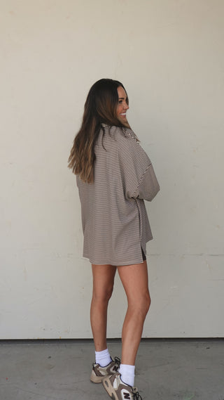 Brown Striped Tunic Top