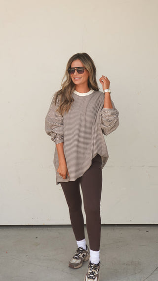 Brown Striped Tunic Top