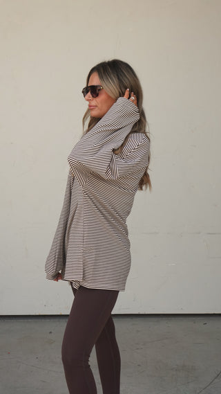 Brown Striped Tunic Top