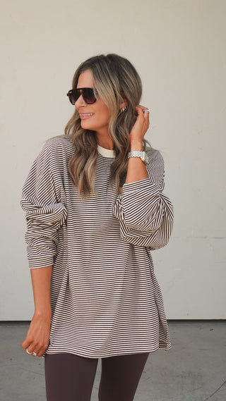 Brown Striped Tunic Top