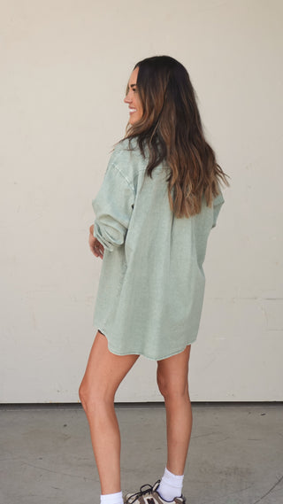 Washed Green Oversized Shirt