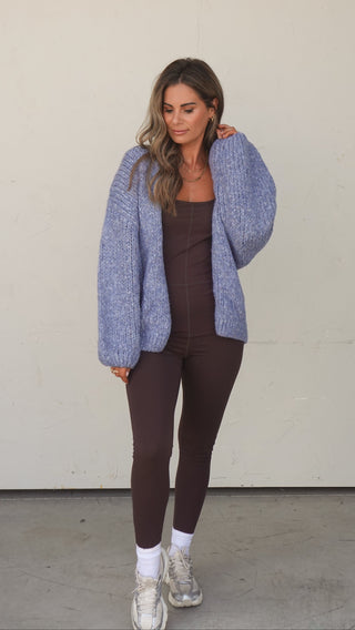 Blue Chunky Knit Cardigan
