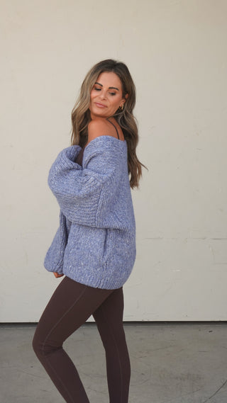 Blue Chunky Knit Cardigan