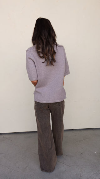 Gray Short Sleeve Sweater