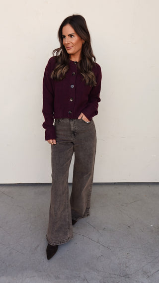 Washed Brown Wide Leg Denim