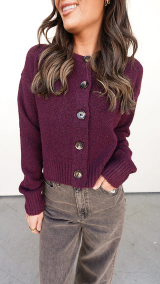 Plum Soft Knit Cardigan