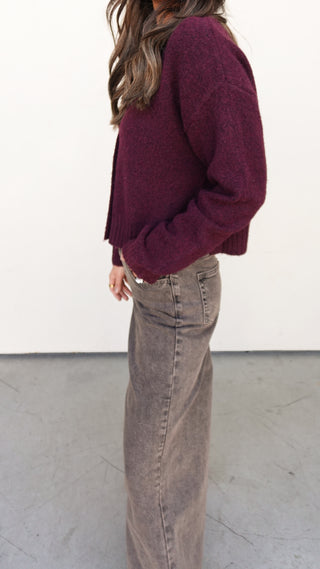 Washed Brown Wide Leg Denim