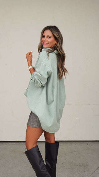 Washed Green Oversized Shirt