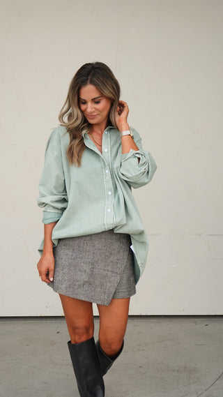 Washed Green Oversized Shirt