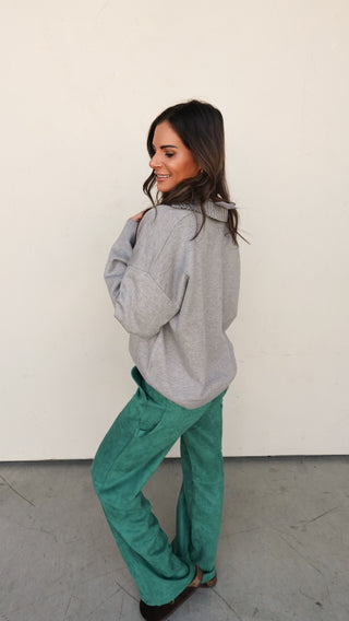 Grey Half Zip Sweater with Pockets