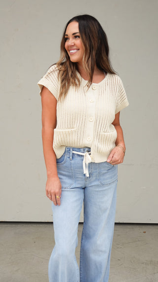 Natural Sleeveless Knit Top