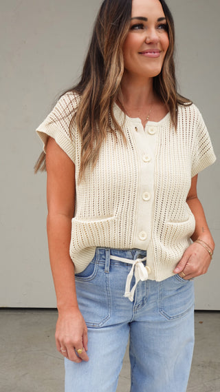 Natural Sleeveless Knit Top
