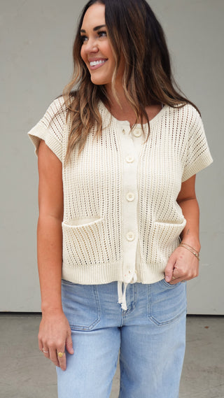 Natural Sleeveless Knit Top