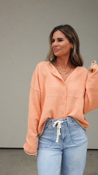 Light Orange Contrast Cardigan
