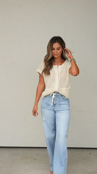 Natural Sleeveless Knit Top