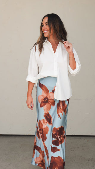 Floral Satin Maxi Skirt