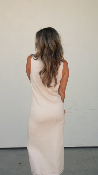 Oatmeal Sleeveless Knit Dress