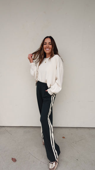 Track Pant with Side Stripe - Forest Green