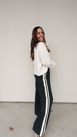 Track Pant with Side Stripe - Forest Green