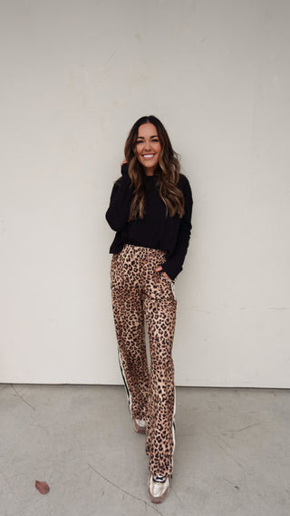 Track Pant with Side Stripe - Leopard Print