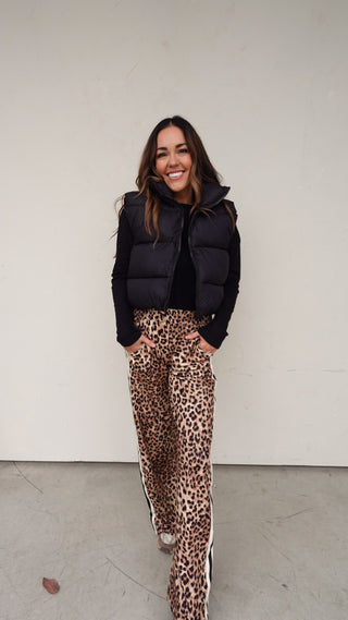Track Pant with Side Stripe - Leopard Print