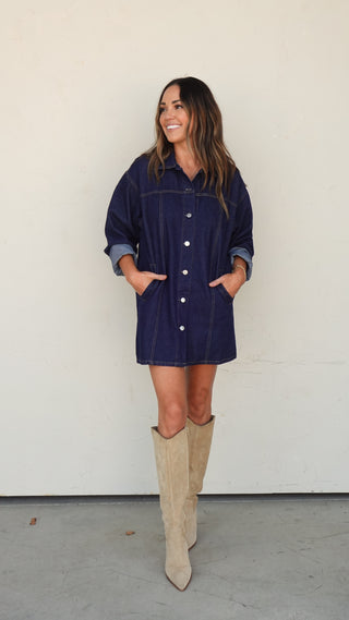 Dark Denim Button-Down Dress