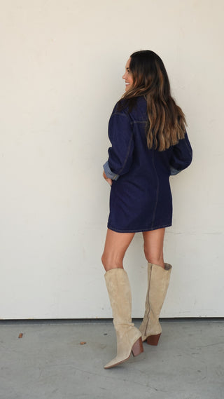 Dark Denim Button-Down Dress