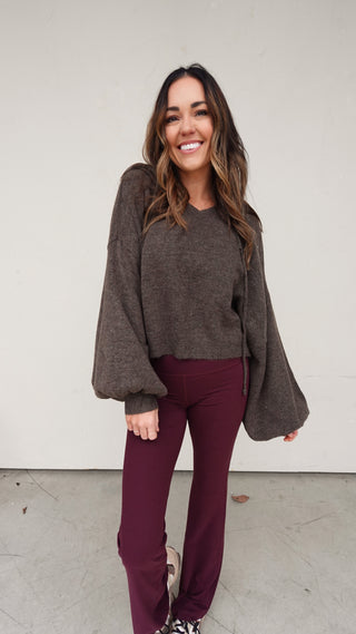 Knit Hooded Pullover - Chocolate