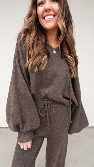 Knit Hooded Pullover - Chocolate