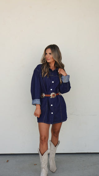 Dark Denim Button-Down Dress