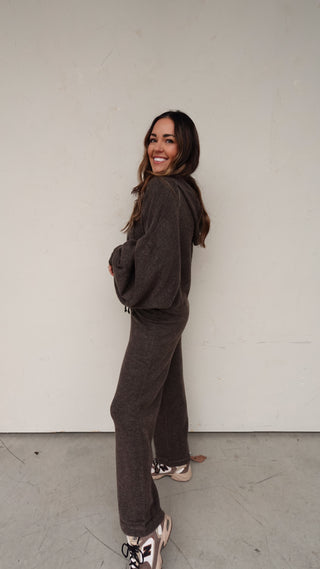 Knit Elastic Waist Pant - Chocolate