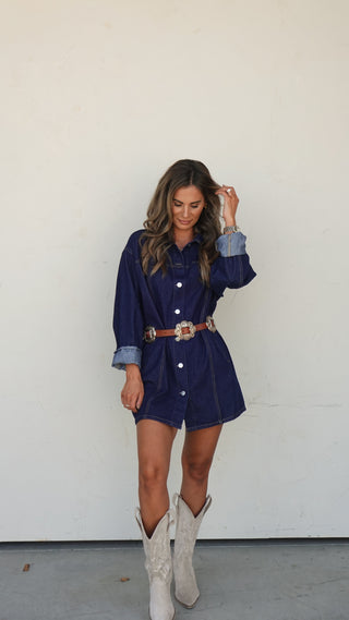 Dark Denim Button-Down Dress