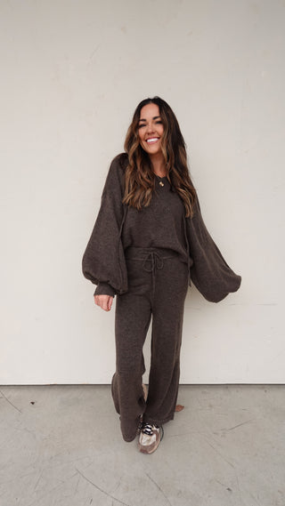 Knit Hooded Pullover - Chocolate