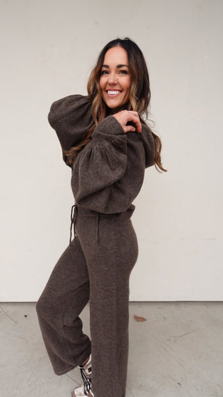 Knit Hooded Pullover - Chocolate