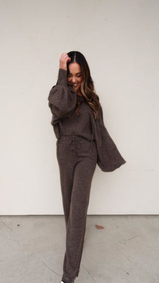 Knit Hooded Pullover - Chocolate