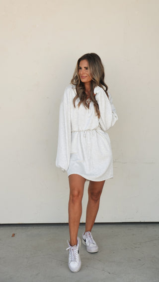 Gray Scuba Long-Sleeve Dress
