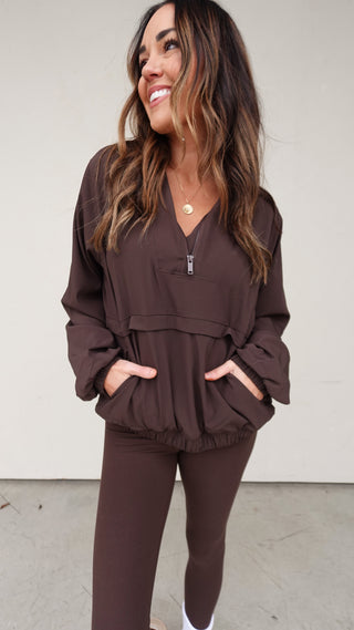 Quarter Zip Pullover - Espresso