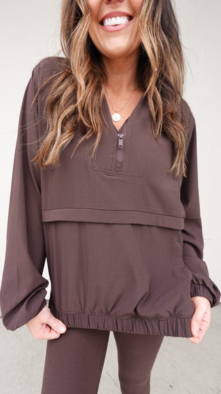 Quarter Zip Pullover - Espresso