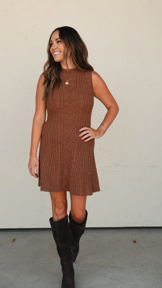 Chestnut Cableknit Sleeveless Dress