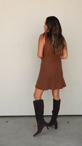 Chestnut Cableknit Sleeveless Dress