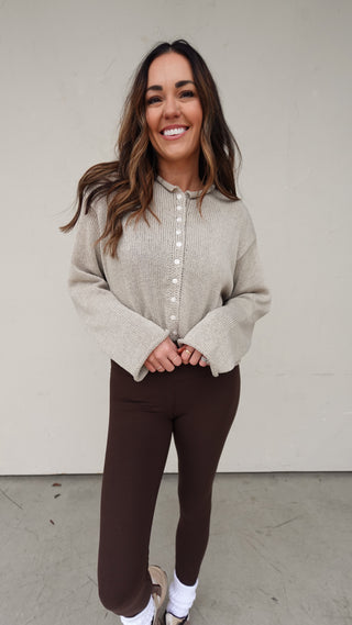 Lightweight Button-Front Cardigan - Stone