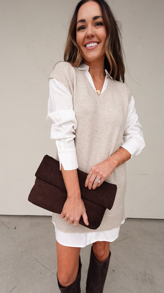 Layered Sweater Vest/Shirt Dress