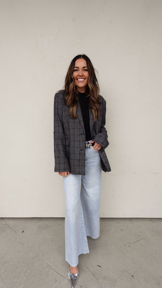 Plaid Blazer - Charcoal