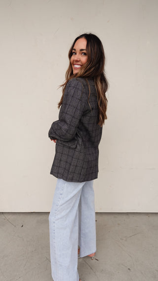 Plaid Blazer - Charcoal