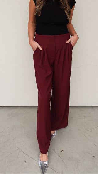 Wide Leg Trouser - Burgundy