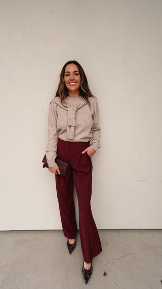 Wide Leg Trouser - Burgundy