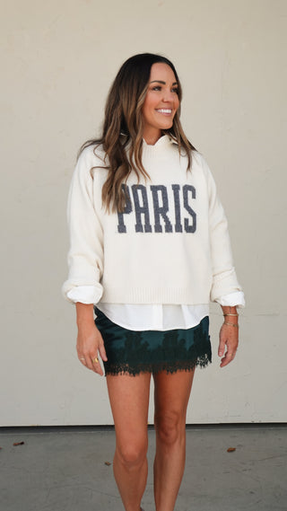 Emerald Satin Lace-Lined Skort