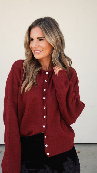 Wine Red Cardigan