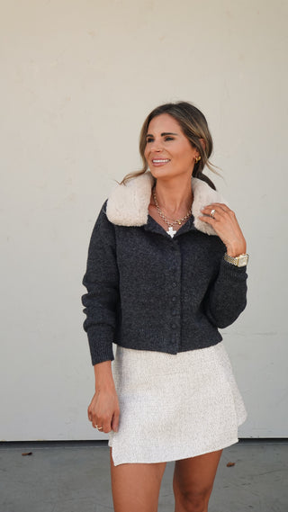Ivory/Brown Tweed Skort
