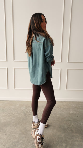 Washed denim oversized button up shirt relaxed fit
